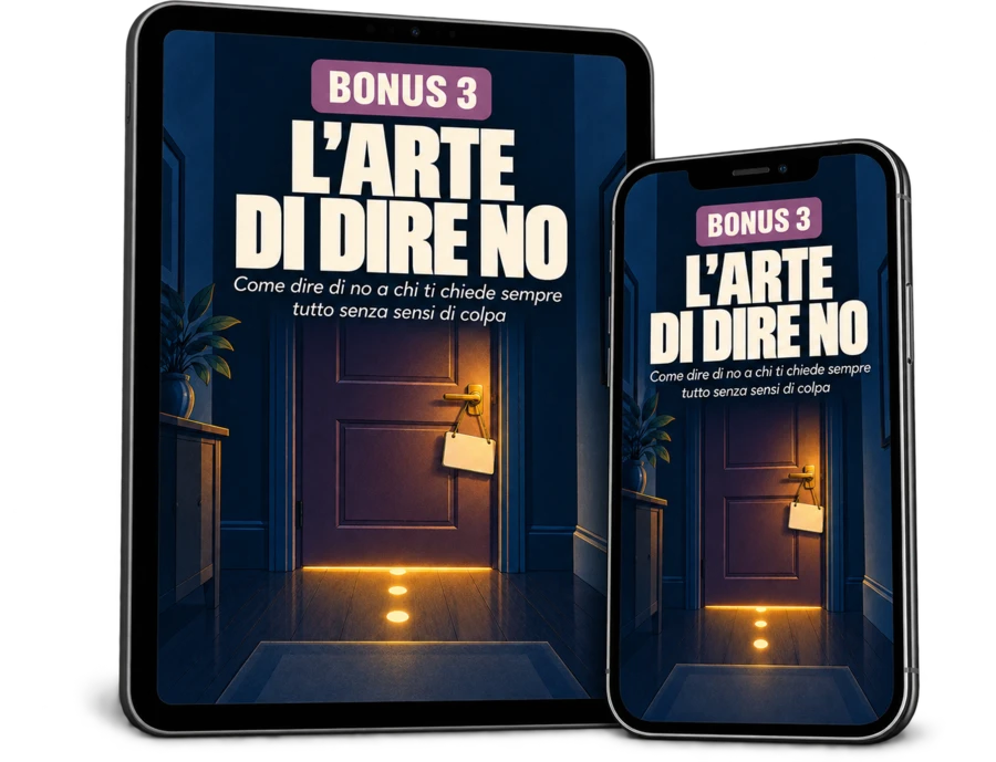 Mockup del bonus «L'Arte di Dire No» su tablet e telefono
