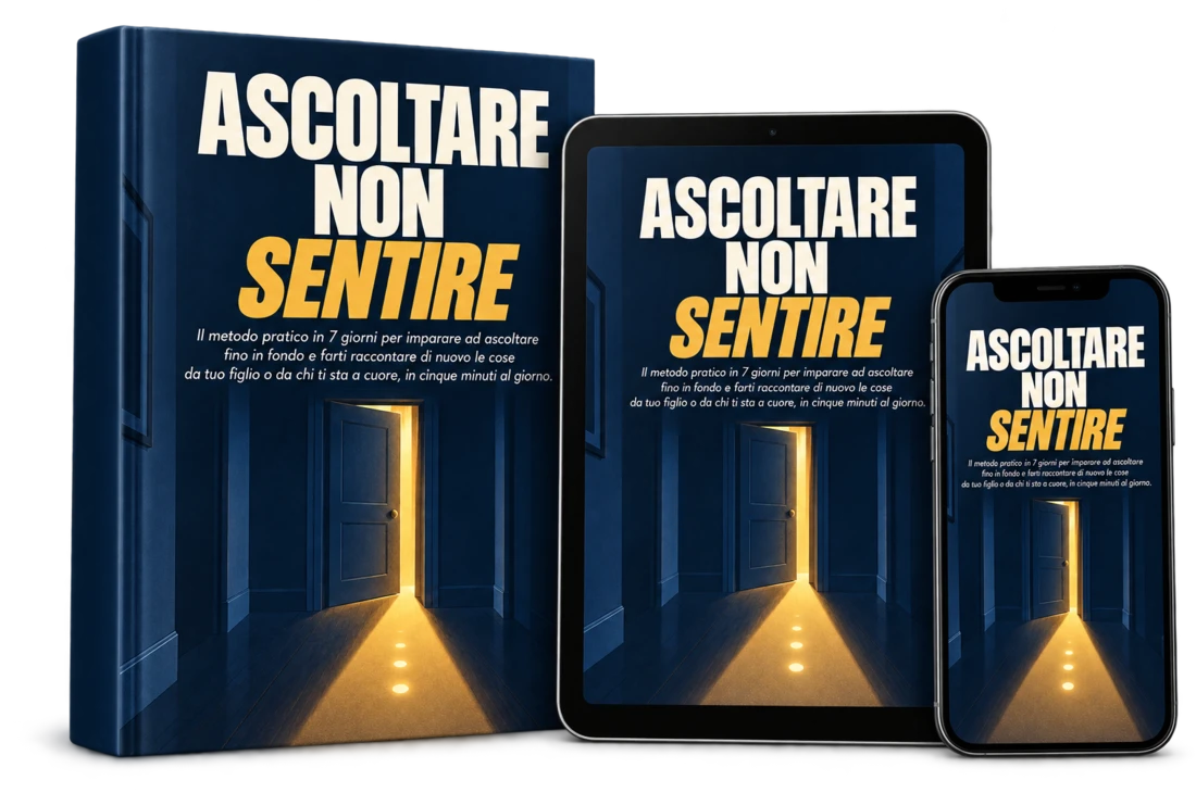 La guida «Ascoltare Non Sentire» in copertina, su libro, tablet e telefono